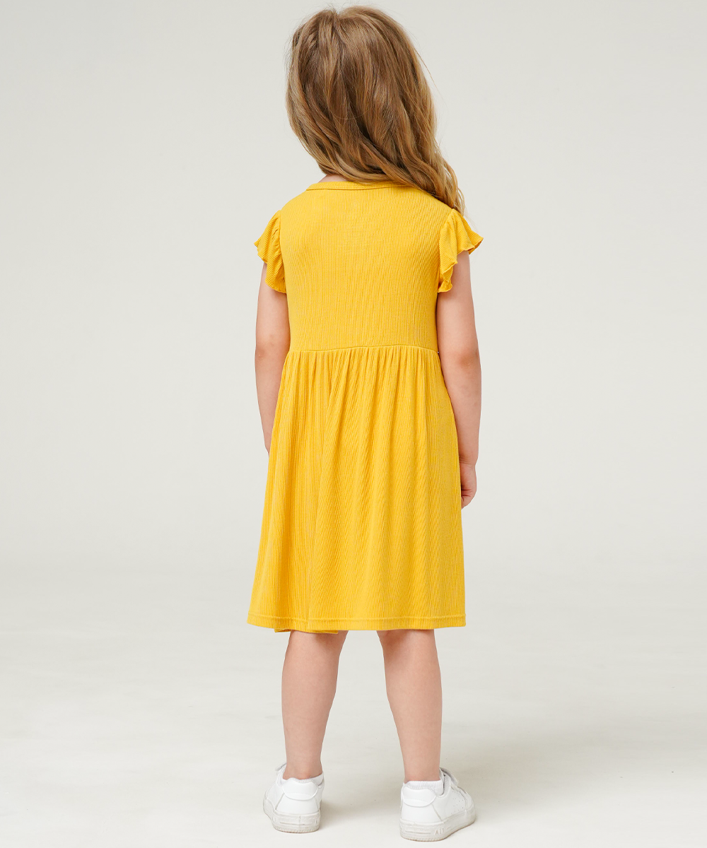 Toddler Girls Ruffle Sleeveless Bamboo Dresses