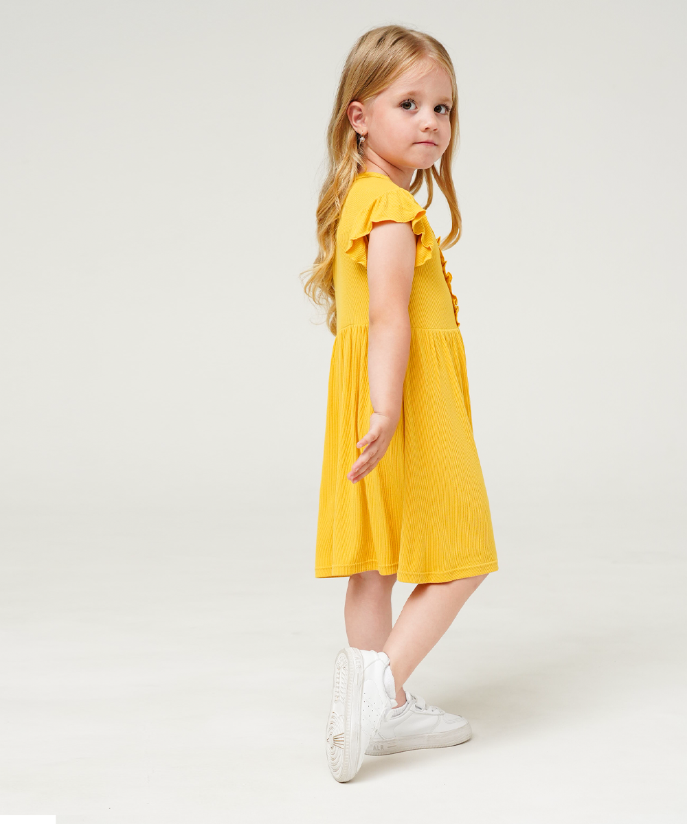 Toddler Girls Ruffle Sleeveless Bamboo Dresses