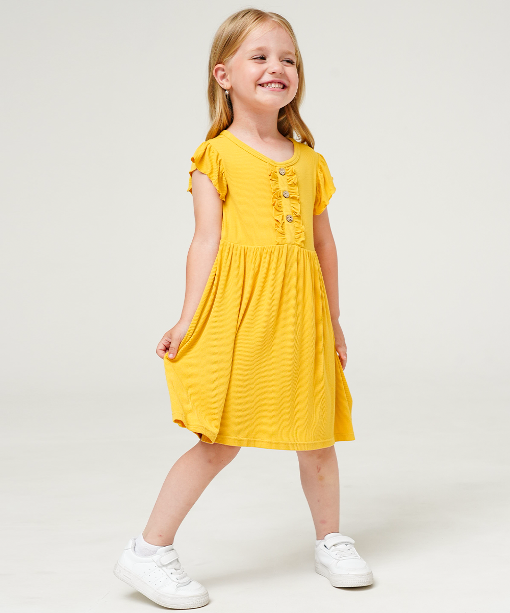 Toddler Girls Ruffle Sleeveless Bamboo Dresses