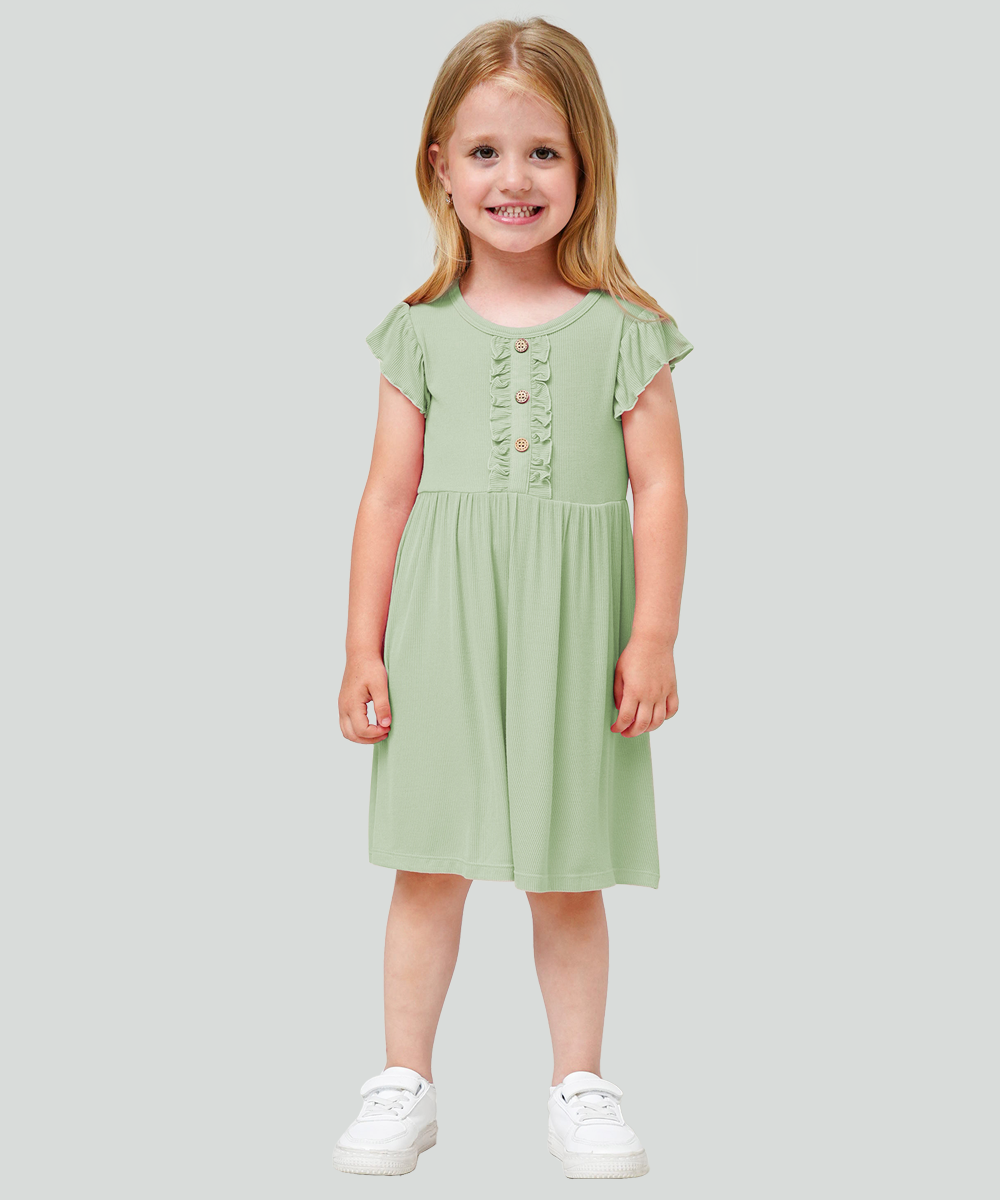 Toddler Girls Ruffle Sleeveless Bamboo Dresses