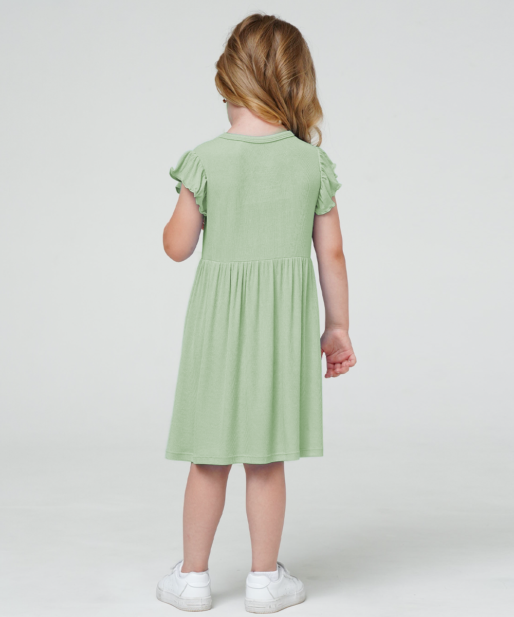Toddler Girls Ruffle Sleeveless Bamboo Dresses