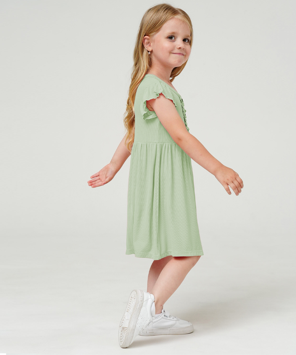 Toddler Girls Ruffle Sleeveless Bamboo Dresses