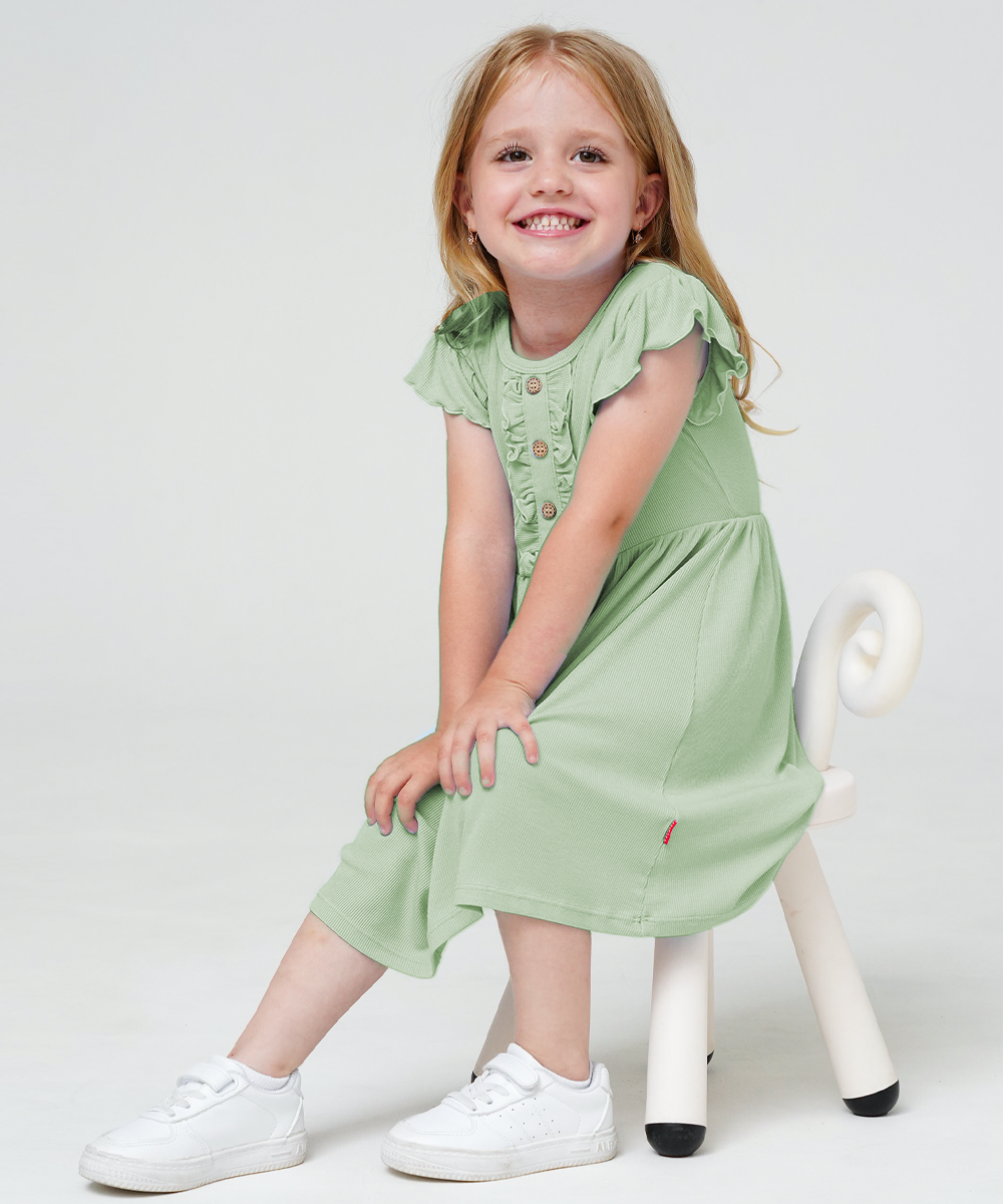 Toddler Girls Ruffle Sleeveless Bamboo Dresses