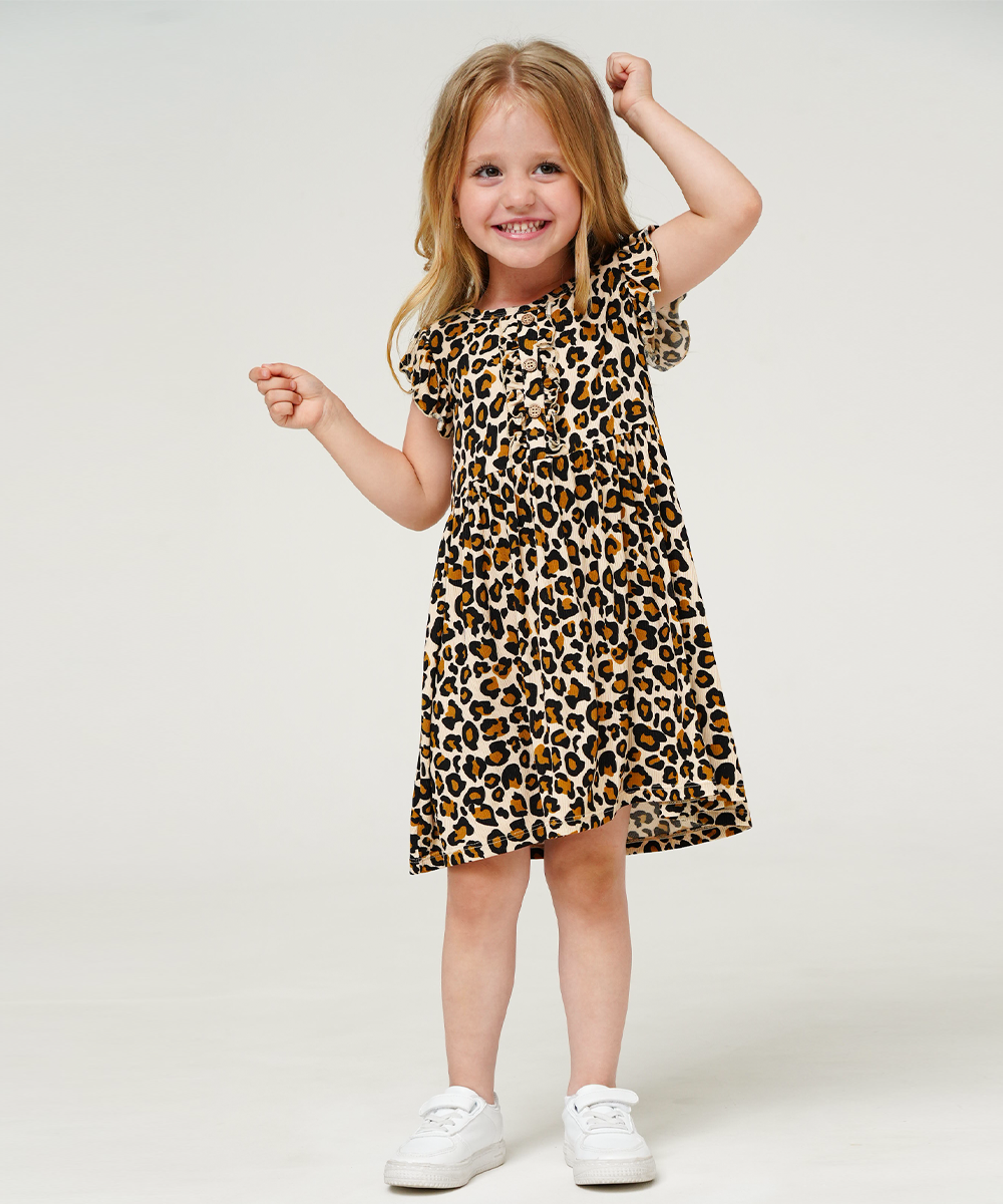 Toddler Girls Ruffle Sleeveless Bamboo Dresses