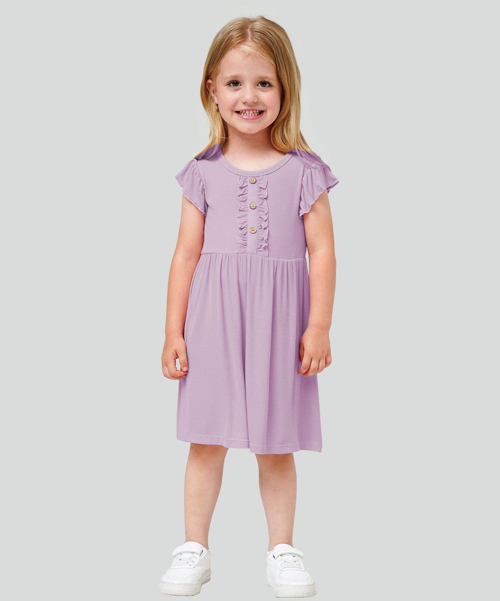 Toddler Girls Ruffle Sleeveless Bamboo Dresses