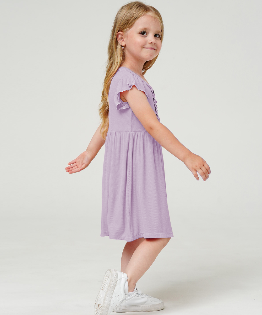 Toddler Girls Ruffle Sleeveless Bamboo Dresses