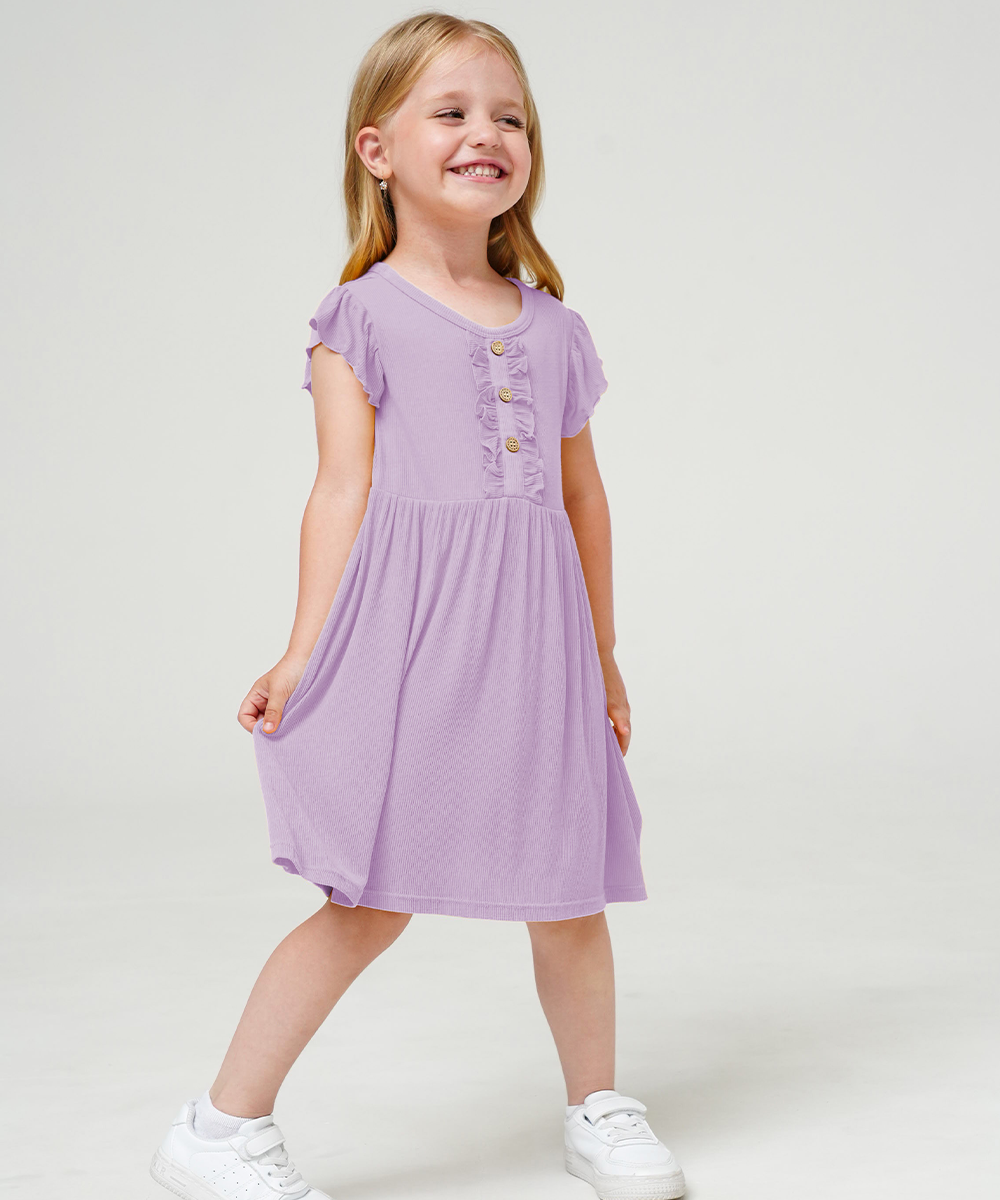 Toddler Girls Ruffle Sleeveless Bamboo Dresses