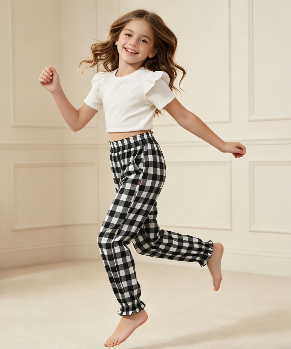 Girls Bamboo Pajama Pants | Bamboo Plaid Loungewear with Pockets
