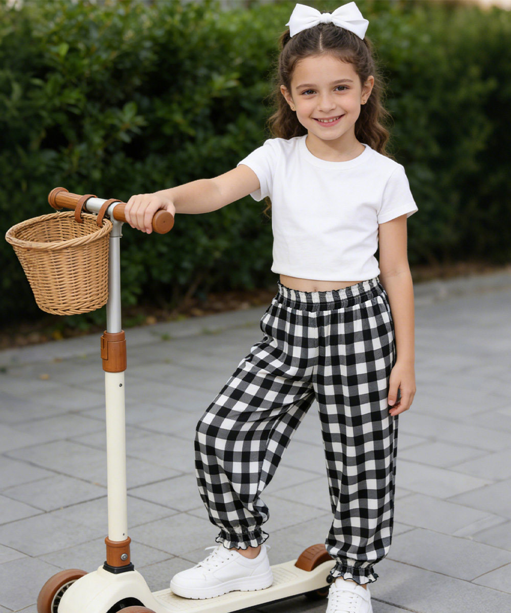 Girls Bamboo Pajama Pants | Bamboo Plaid Loungewear with Pockets