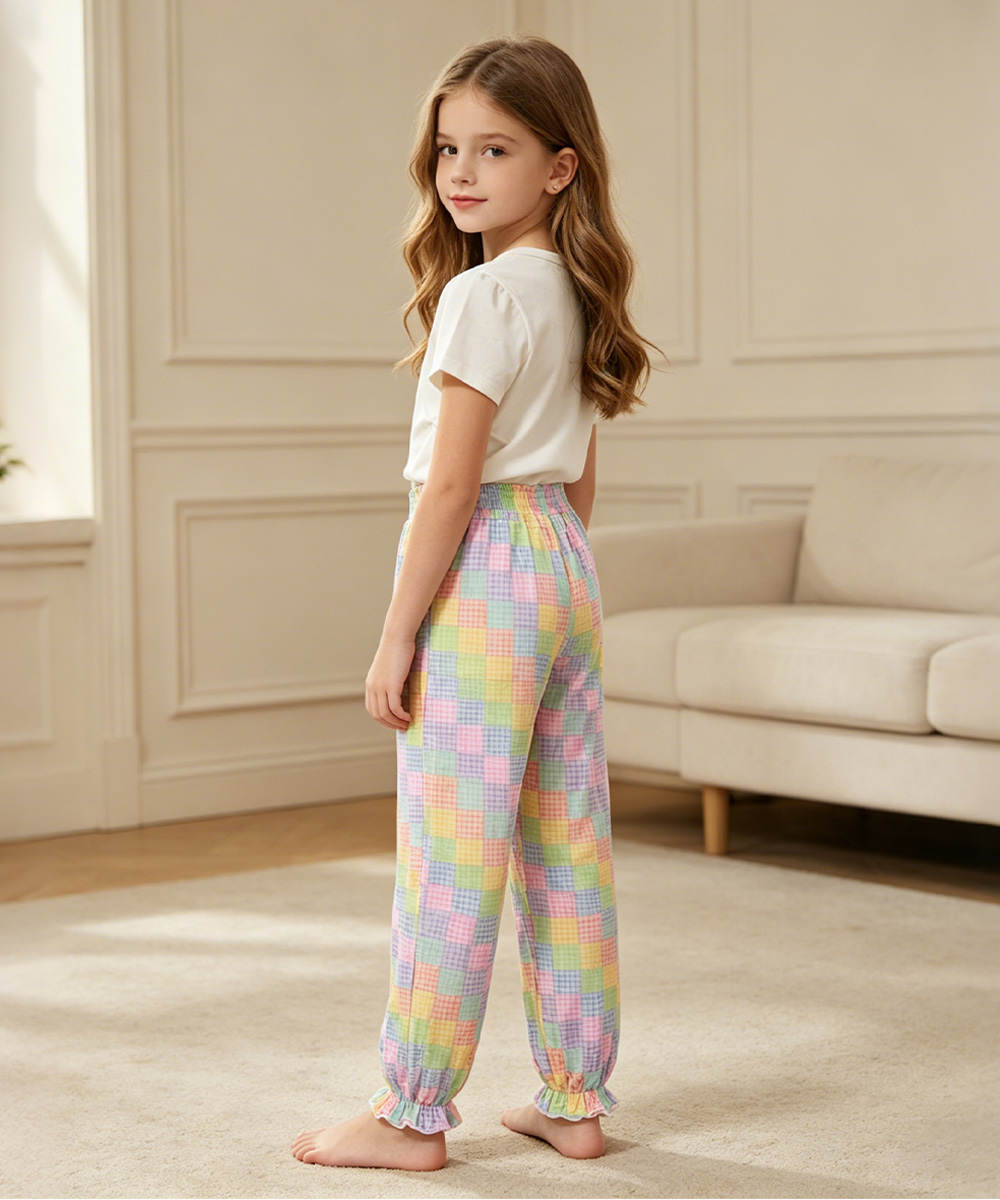 Girls Bamboo Pajama Pants | Bamboo Plaid Loungewear with Pockets