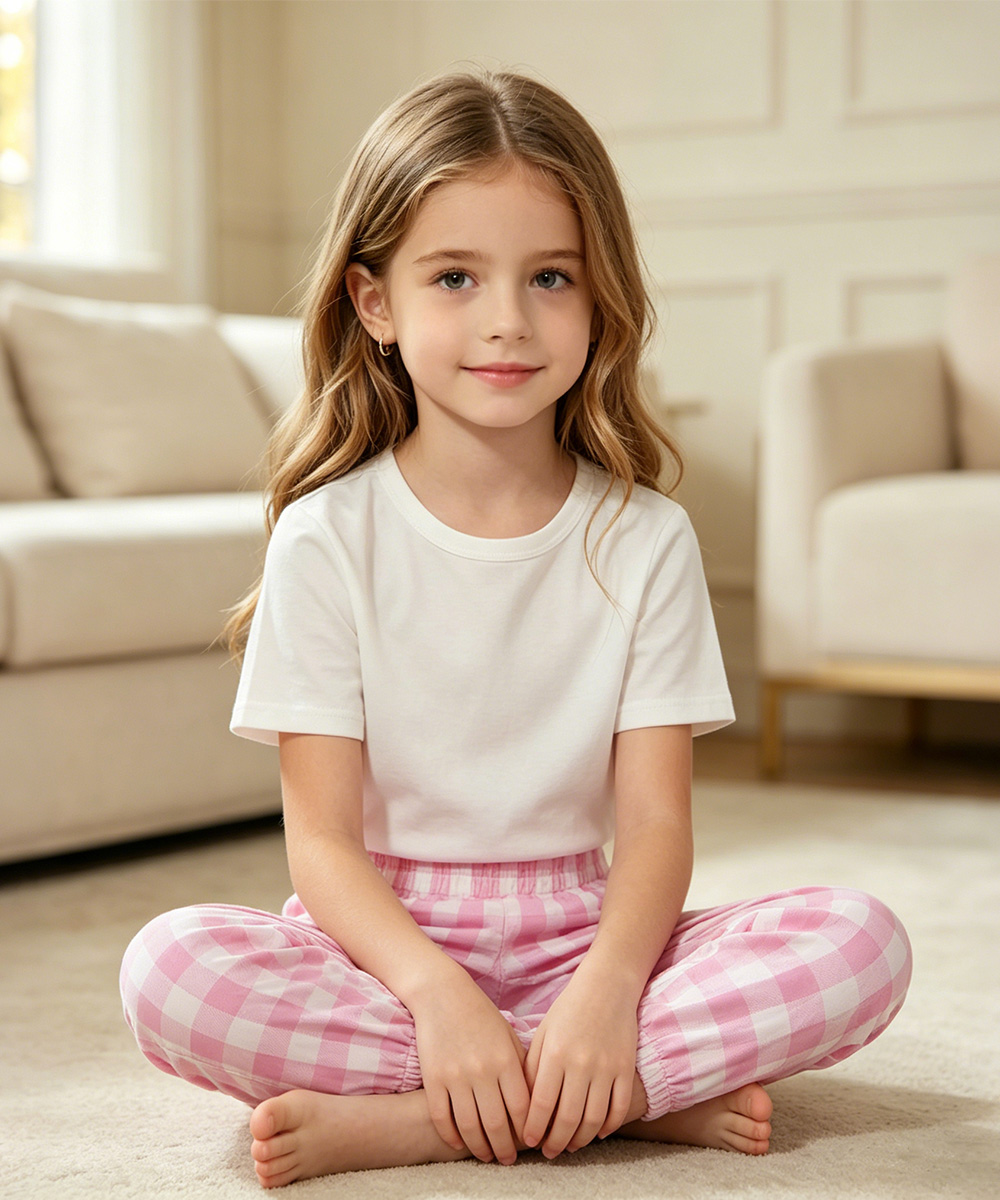 Girls Bamboo Pajama Pants | Bamboo Plaid Loungewear with Pockets