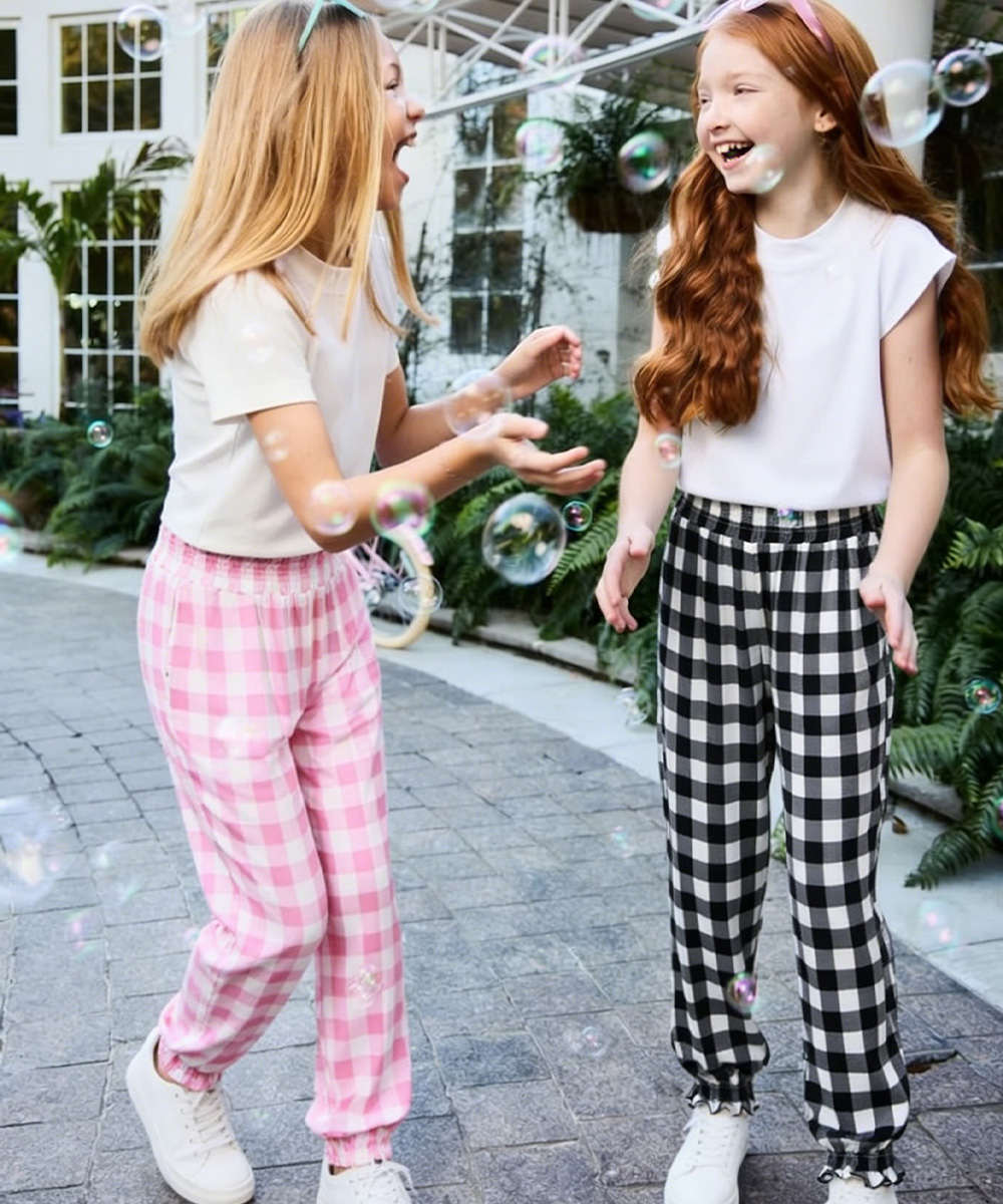 Girls Bamboo Pajama Pants | Bamboo Plaid Loungewear with Pockets