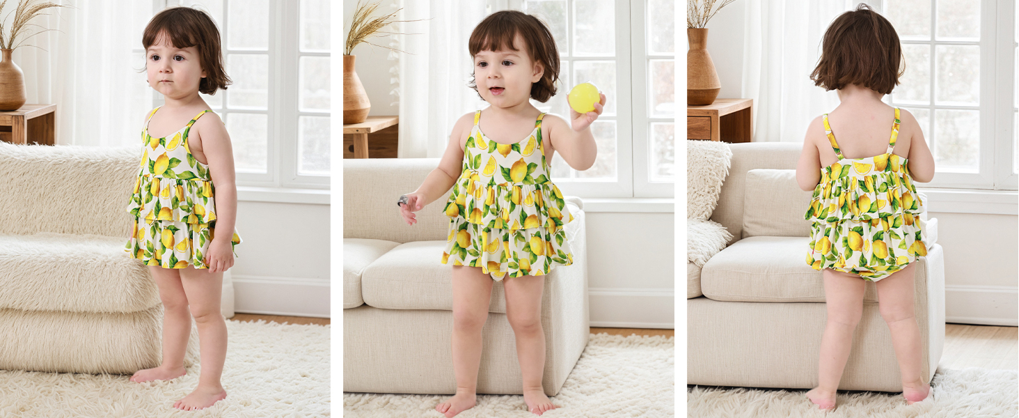 A bowknot at the back, Flowing large skirt, Ruffled hemline