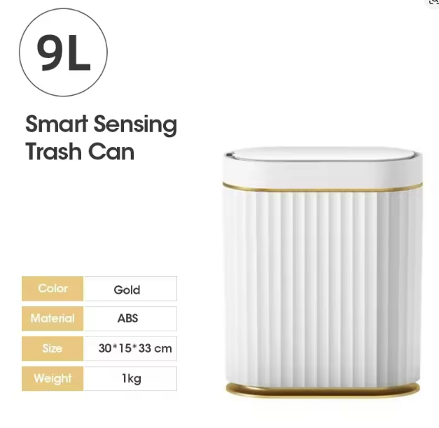 9L smart trash can electronic automatic smart sensor trash can household toilet trash can suitable for kitchen bathroom