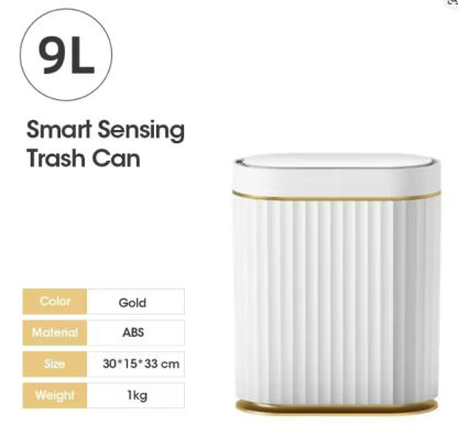 9L smart trash can electronic automatic smart sensor trash can household toilet trash can suitable for kitchen bathroom