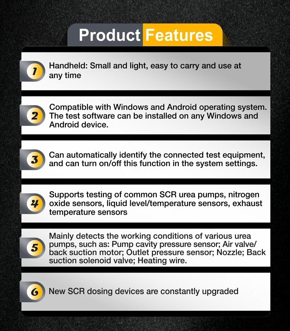 Handheld Tester SCR Urea Pump/NOx Sensors/Liquid level/Temperature Sensor/Exhaust temperature Sensor Mini Tester