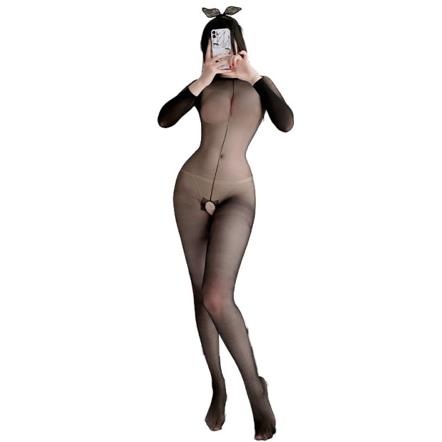 Sheer Tearable Lace Bodystocking - Sexy Open-Crotch Design, Hypoallergenic & Anti-Static (One Size Fits 100-180lbs)