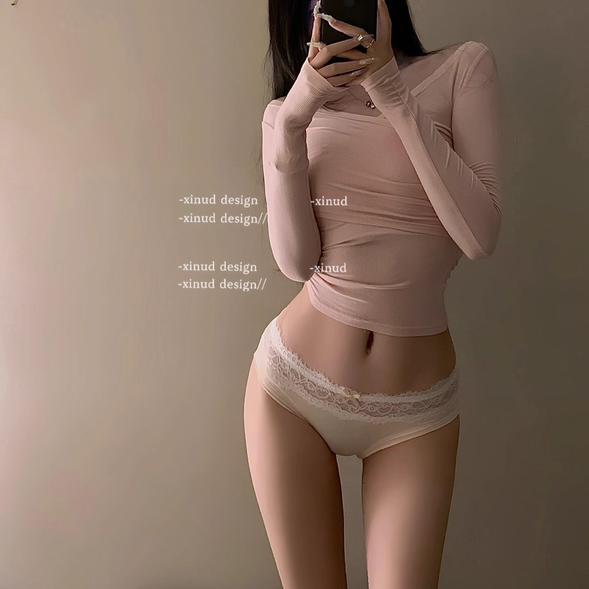 Women lace-trim triangle panties