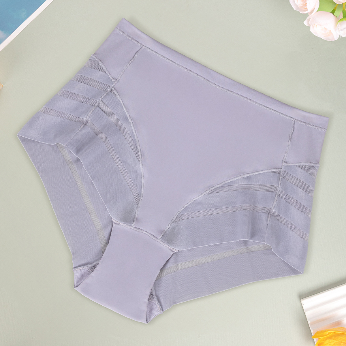 Multi-color combination cross-border exclusive high-waisted women's panties, breathable, invisible, comfortable, transparent, sexy mesh women's briefs yoga