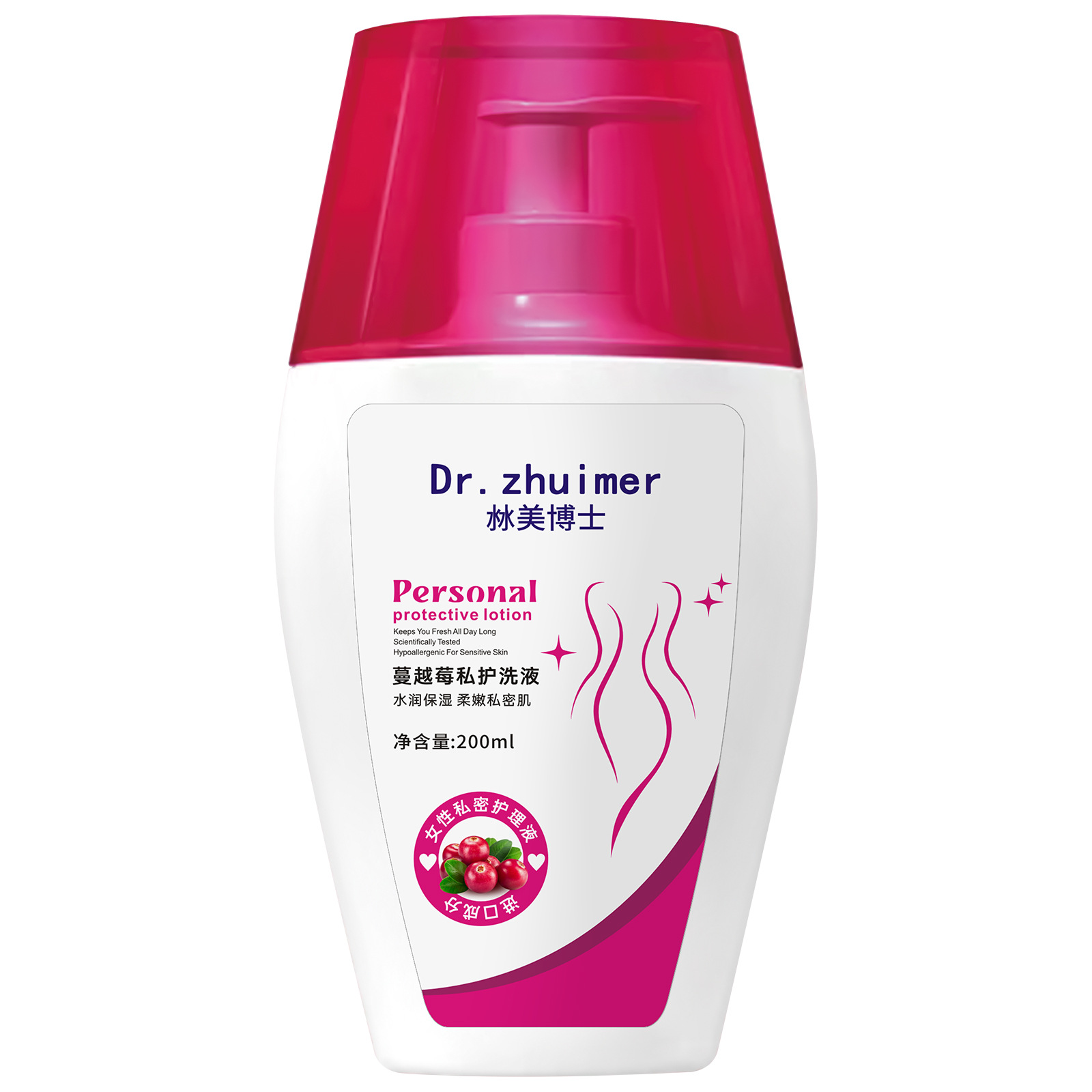 Women's intimate wash with cranberry extract for odor removal and daily care