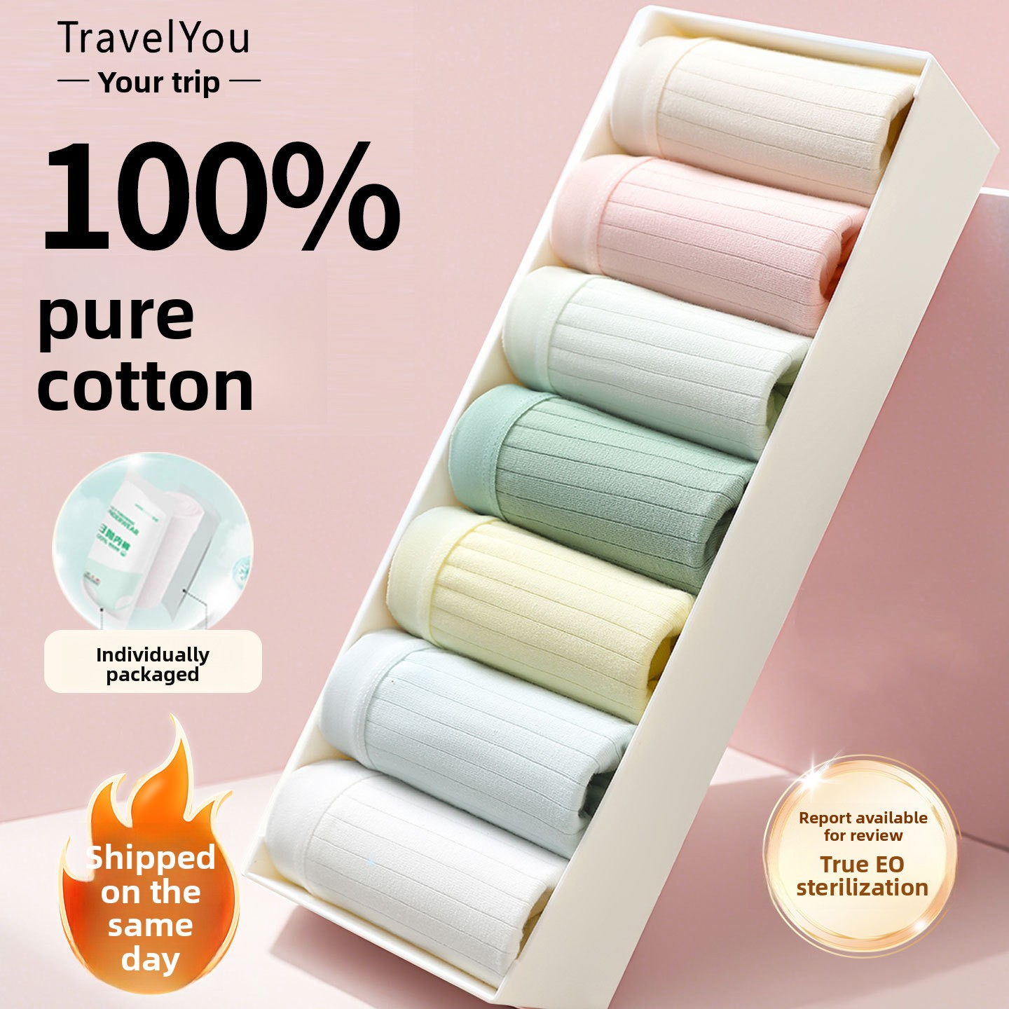 Disposable Cotton Underwear – 4-Pack, Individually Wrapped Briefs