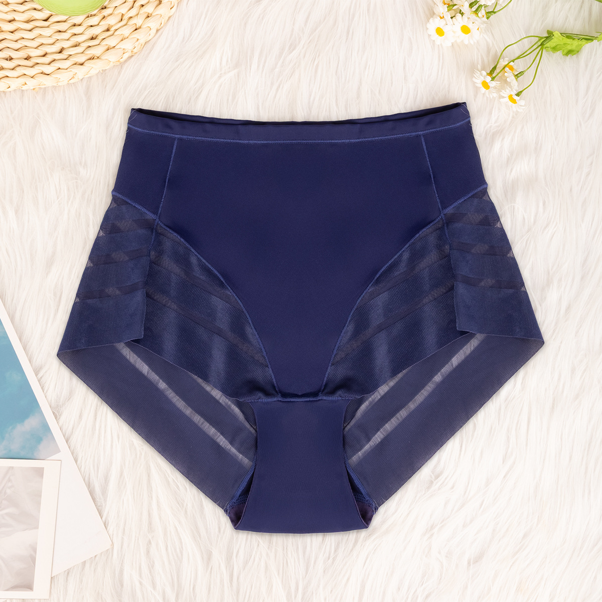 Multi-color combination cross-border exclusive high-waisted women's panties, breathable, invisible, comfortable, transparent, sexy mesh women's briefs yoga