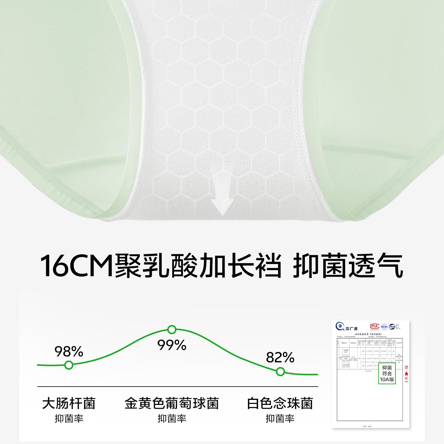 3pc Herbal Natural Color Women's Underwear, Pure Cotton, Lactic Acid Antibacterial Crotch, Extended Crotch Triangle Panties