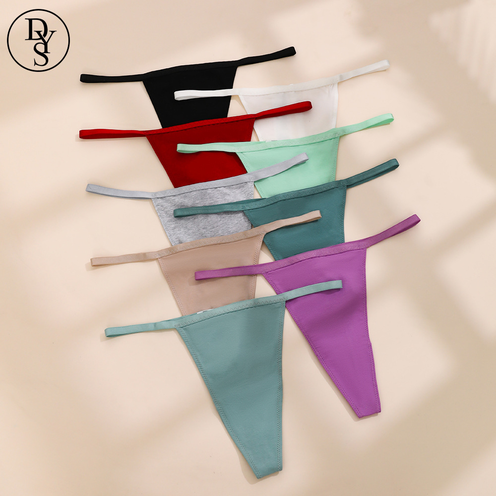 Cross-border European and American sexy thin-strap low-rise thong breathable simple Brazilian panties cotton women's underwear