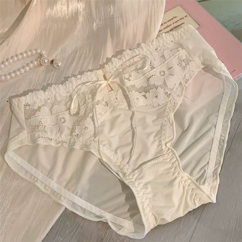 Love Island Peach Blossom~Romantic and Sweet Style Lace Panties, Pure Desire, High Aesthetic, Comfortable Mid-Waist Sexy Women's Briefs
