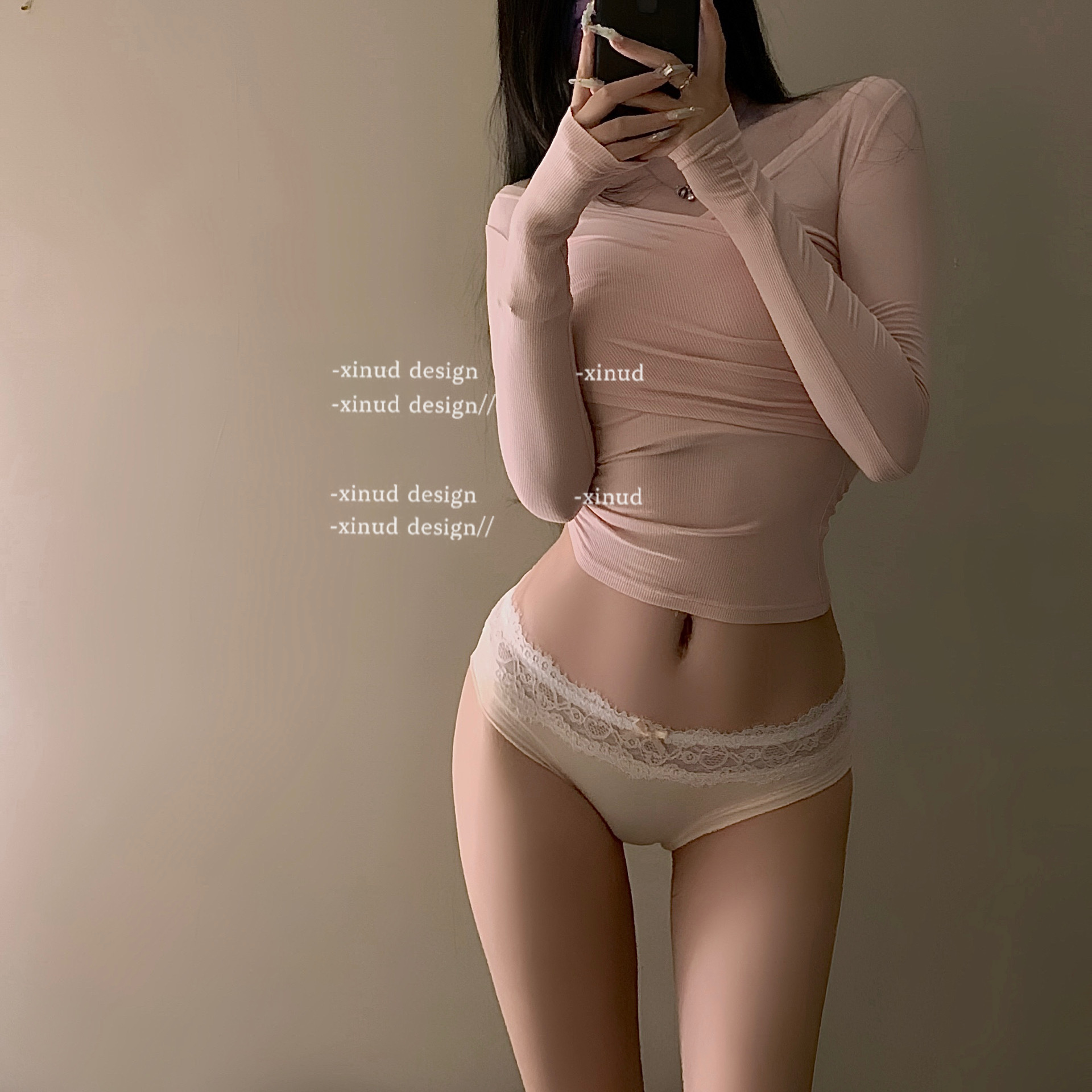 Women lace-trim triangle panties