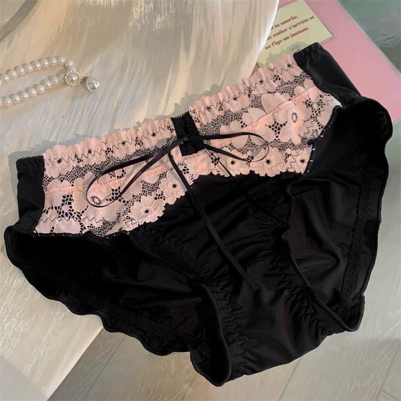 Love Island Peach Blossom~Romantic and Sweet Style Lace Panties, Pure Desire, High Aesthetic, Comfortable Mid-Waist Sexy Women's Briefs