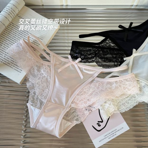 Charming Hollow-Out French Style Sexy Women's Lace Panties Pure Cotton Crotch Breathable Pure Desire Low-Waist Briefs