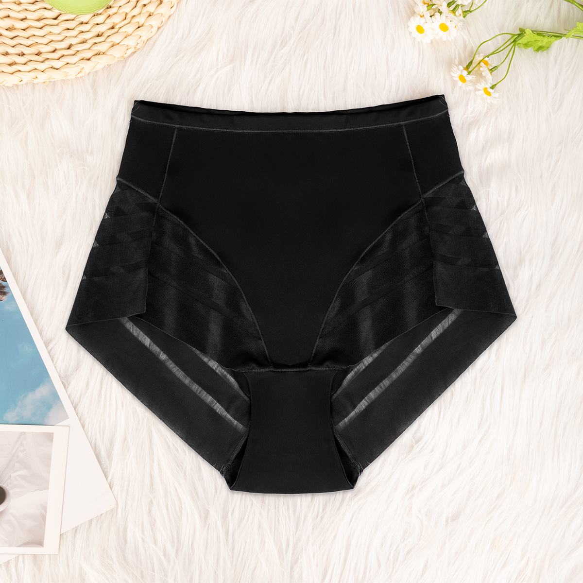 Multi-color combination cross-border exclusive high-waisted women's panties, breathable, invisible, comfortable, transparent, sexy mesh women's briefs yoga