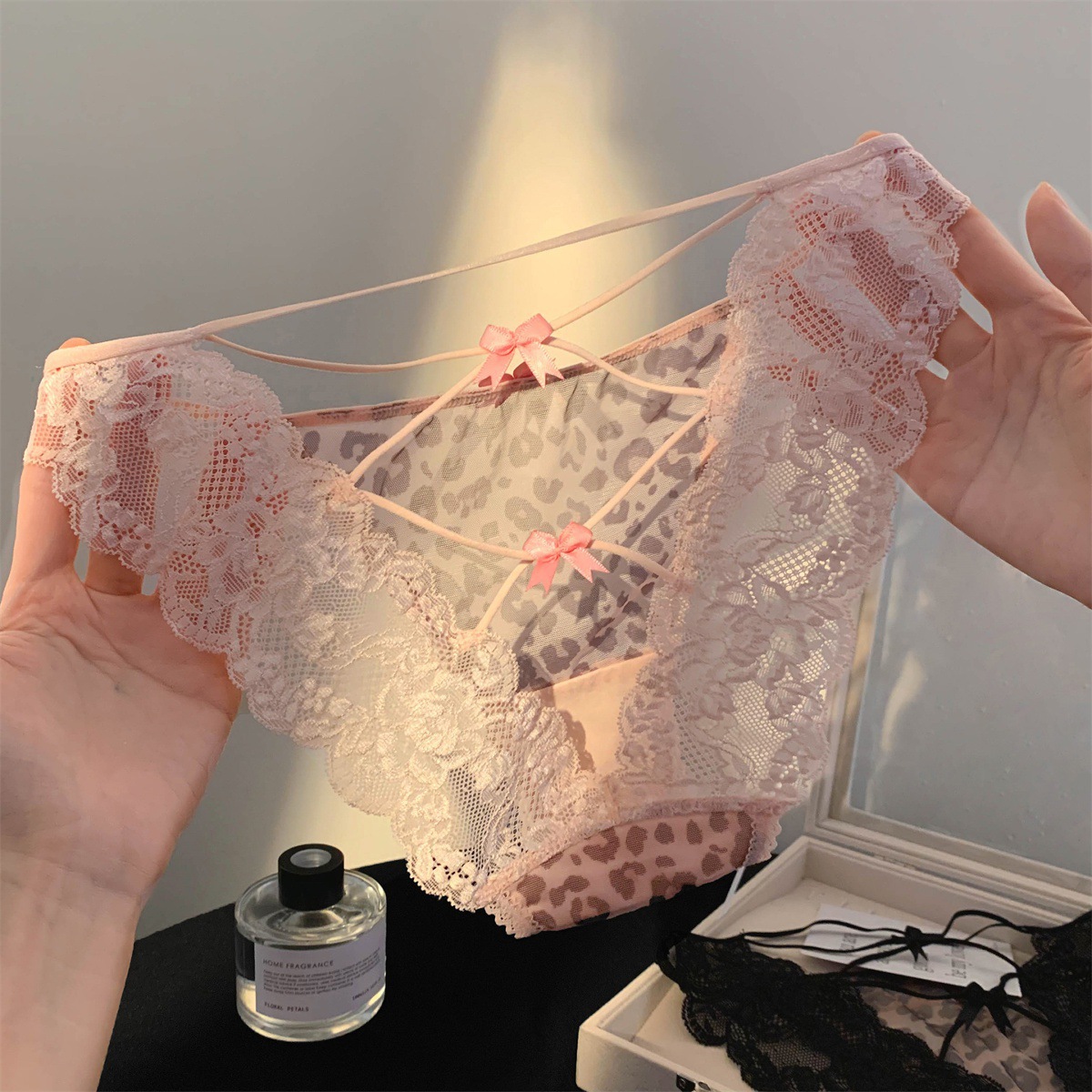 Hormone Killer~Sexy Leopard Print Lace Panties, Pure Desire Hollow Design, Summer Thin Low-Waist Romantic Women's Briefs