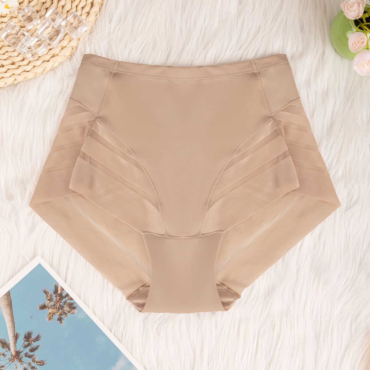 Multi-color combination cross-border exclusive high-waisted women's panties, breathable, invisible, comfortable, transparent, sexy mesh women's briefs yoga