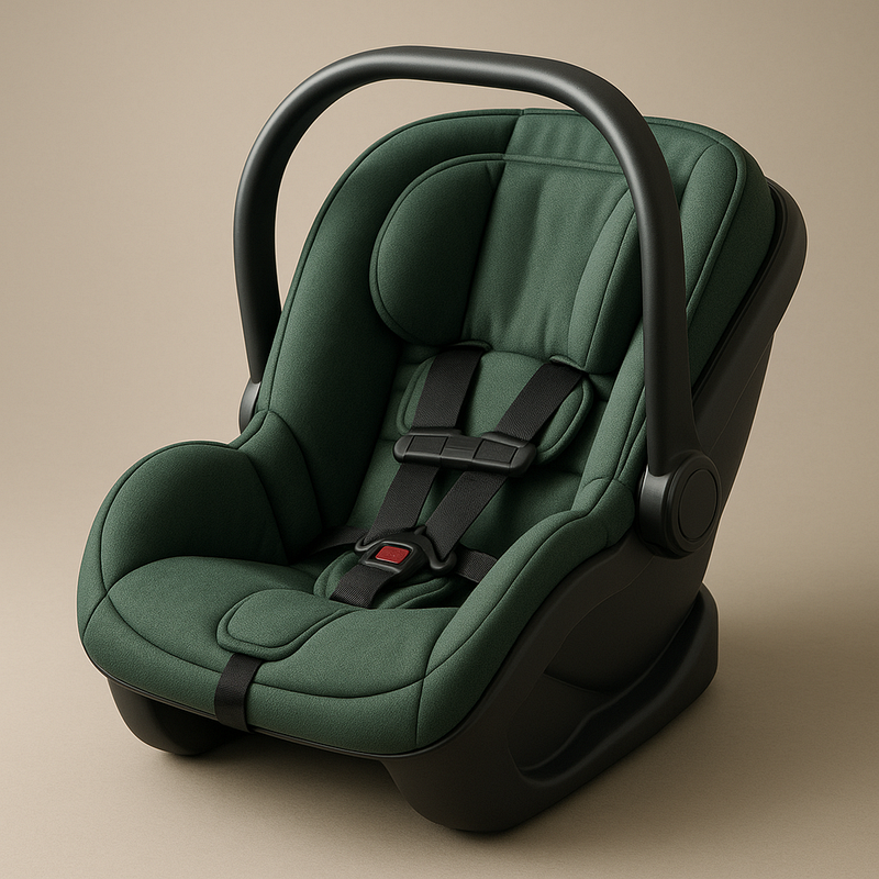 Silla de Coche Infantil Tela Verde Seguridad Ajustable Comodidad Reposacabezas
