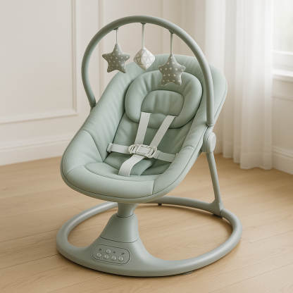 Silla Bebé Verde Oscuro Función Relajación Comodidad Suave Interior