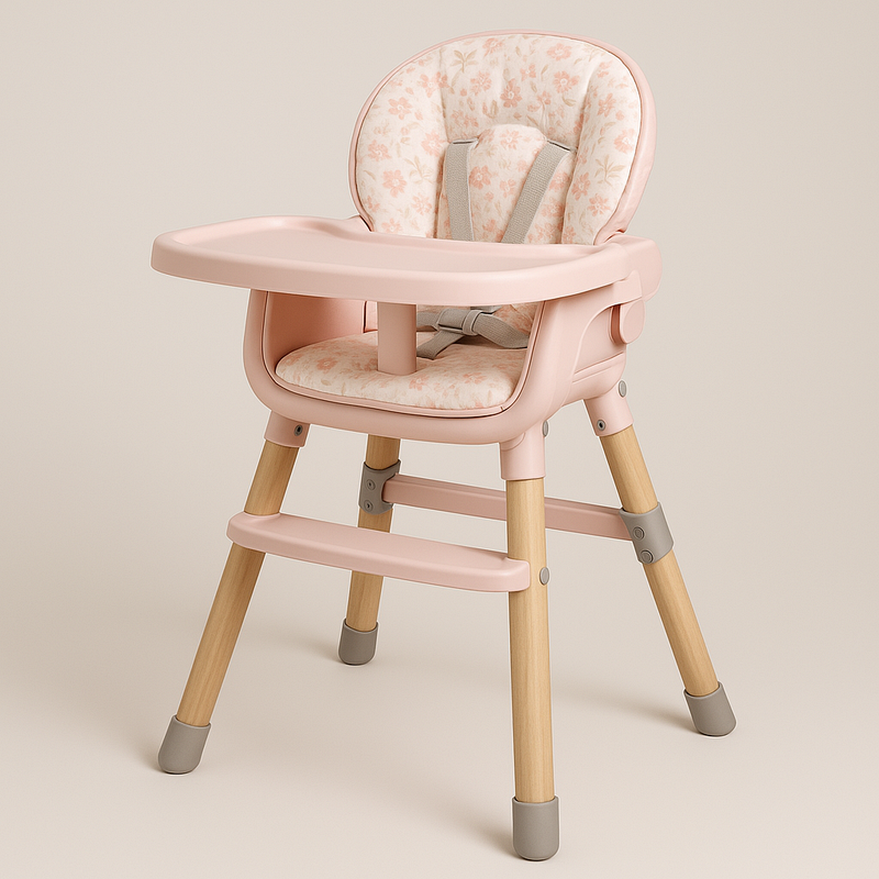 Trona Infantil Rosa Diseño Floral Madera Plástico Comedor Interior