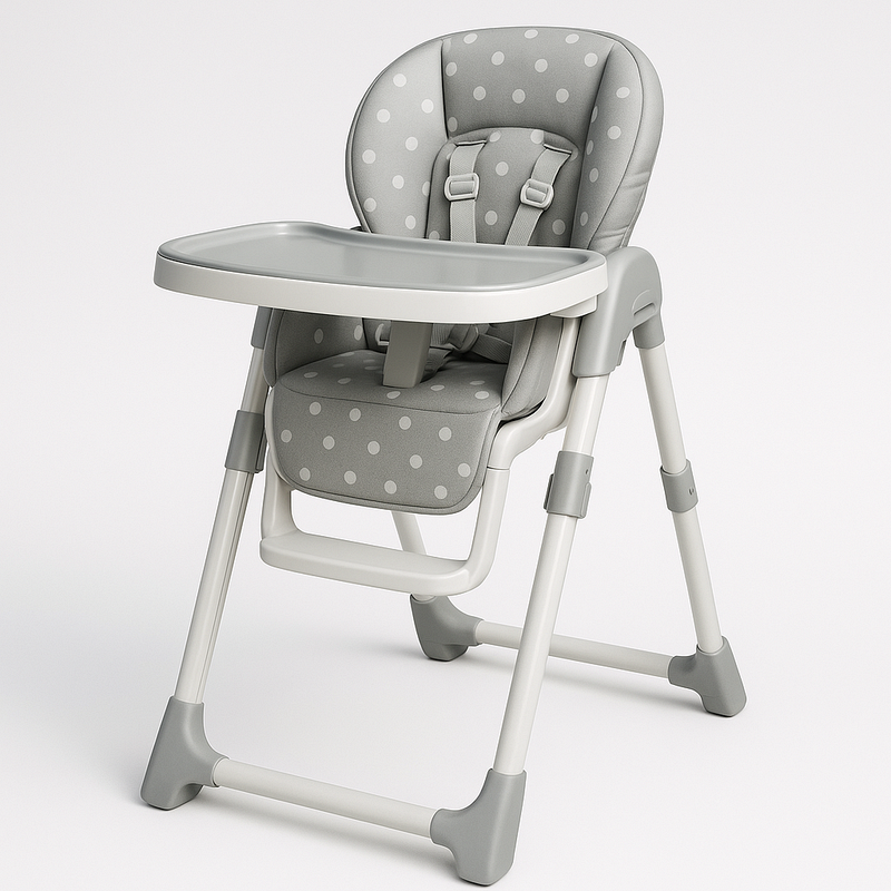 Trona bebé plegable seguridad comedor Gris lunares limpieza fácil