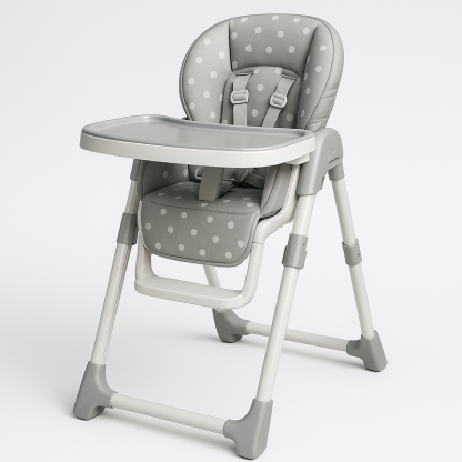 Trona bebé plegable seguridad comedor Gris lunares limpieza fácil