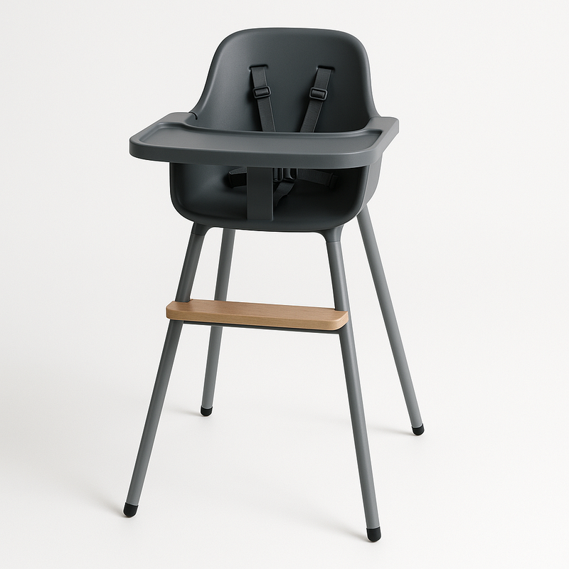 Trona Plástico Metálica Silla Alta Comedor Infantil Gris