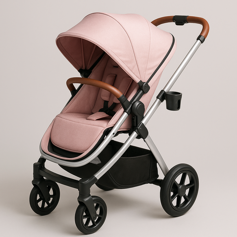 Carrito de Bebé Aluminio Paseo Ajustable Rosa Espacioso