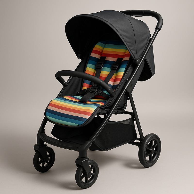 Cochecito Bebé Plegable Diseño Rayas Multicolor Comodidad y Practicidad