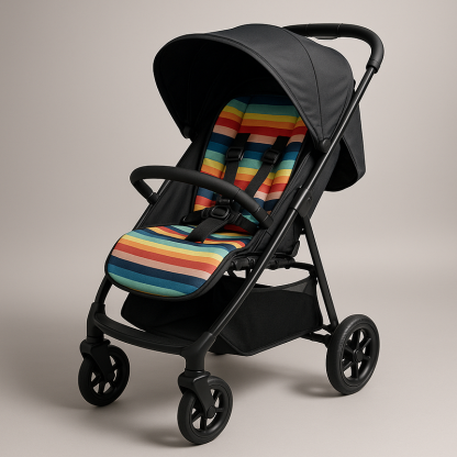 Cochecito Bebé Plegable Diseño Rayas Multicolor Comodidad y Practicidad