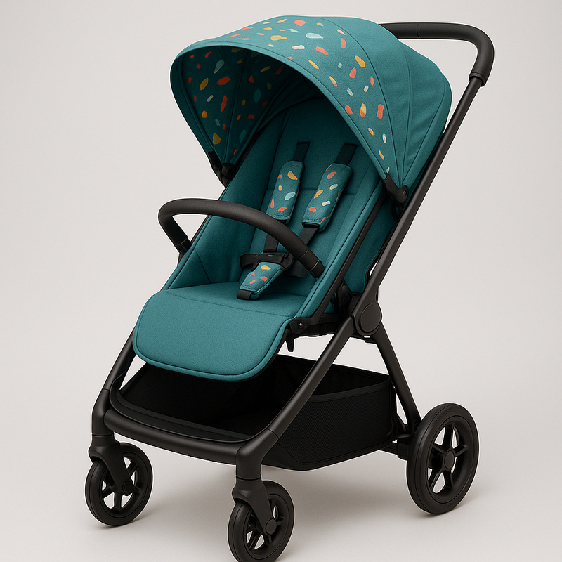 Carrito de Bebé Tejido Plegable Fácil de Manejar Verde Paseo Urbano