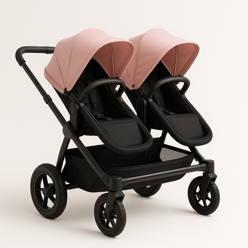 Carrito de Bebé Doble Tamaño Compacto Uso Urbano Rosa Funcionalidad Ajustable Seguridad Acero