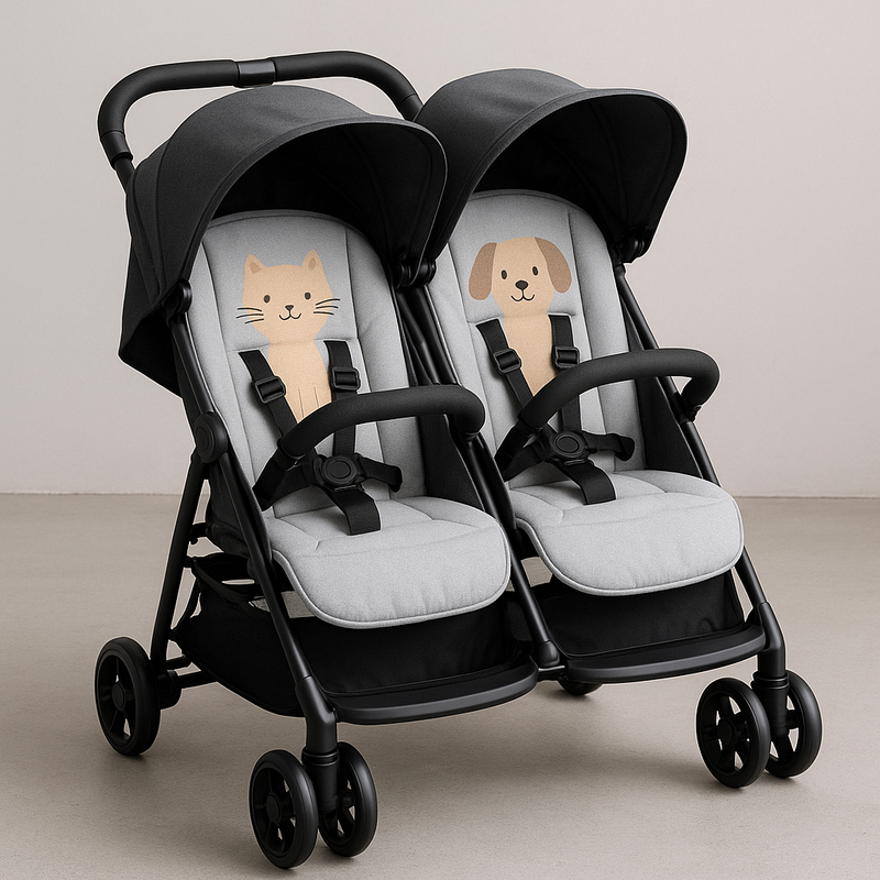 Cochecito Doble Bebé Urbanita Ajustable Seguridad Negro/Gris Compacto