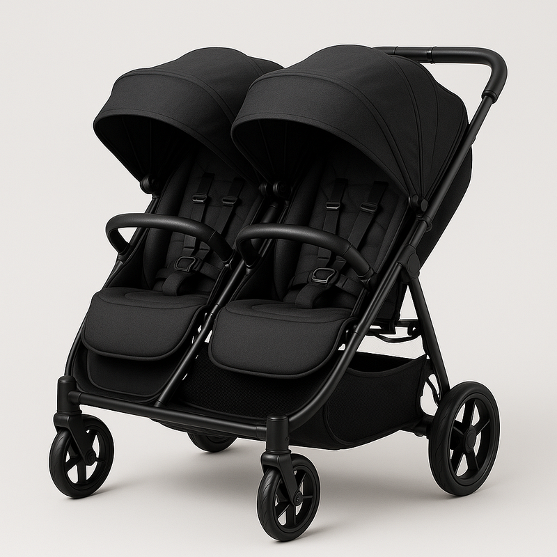 Cochecito Doble Bebé Asientos Ajustables Uso Diario Seguridad Negra Alta Calidad