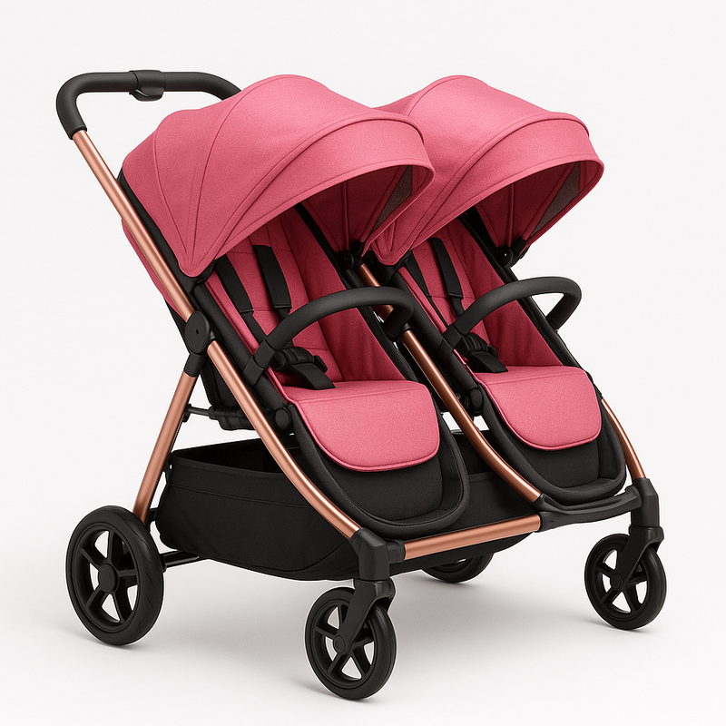 Sillita Doble Bebé Paseo Ajustable Rosa Compacta Seguridad Aluminio