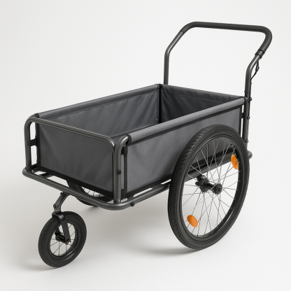 Carrito de Carga Versátil Resistente Intemperie Bicicleta Urbano/Exterior Espacioso Metal/Poliéster Gris